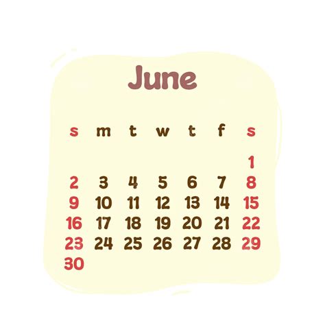 Simple June Monthly Calendar Monthly Calendar Calendar