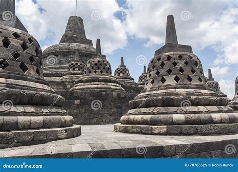 Ancient Stupas Inside Borobudur Temple Stock Image Image Of Inside