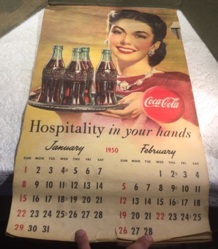 original 1950 coca cola calendar antique price guide details page