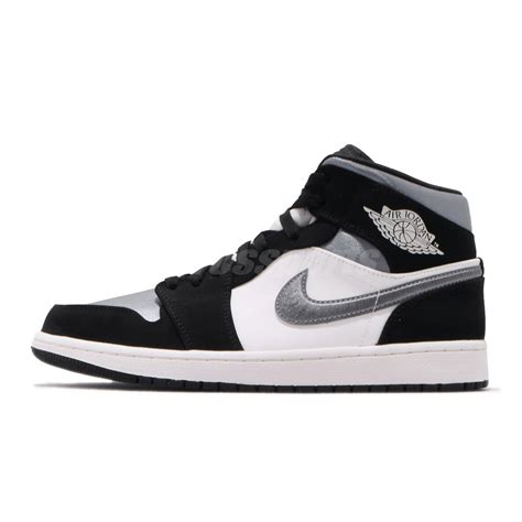 Nike Air Jordan 1 Mid I Aj1 Satin Smoke Grey Toe Black Men Shoes 852542