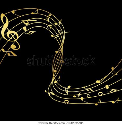 Golden Music Notes Abstract Musical Background เวกเตอร์สต็อก ปลอดค่า