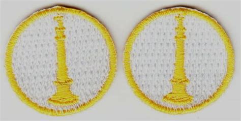 1 Bugle Medium Gold On White Sew On Collar Patches 1 Round Insignias