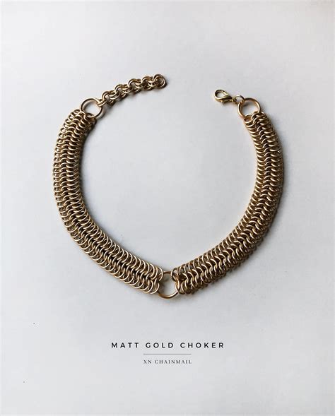 Matt Gold Chainmail Choker With Or Without Central Ring Etsy