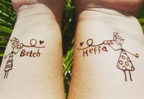 A Awesome Adult Twist To The Much Loved Best Friend Tattoos Two Girls Talking On A Can Phone