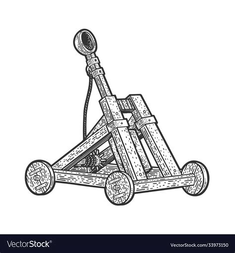 Catapult Ballistic Device Sketch Royalty Free Vector Image