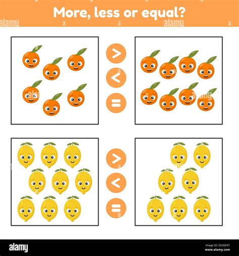 More Less Or Equal Educational Math Game For Kids Preschool And