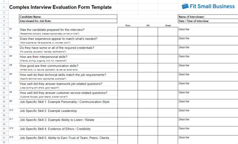 Free Interview Evaluation Forms Scorecard Templates