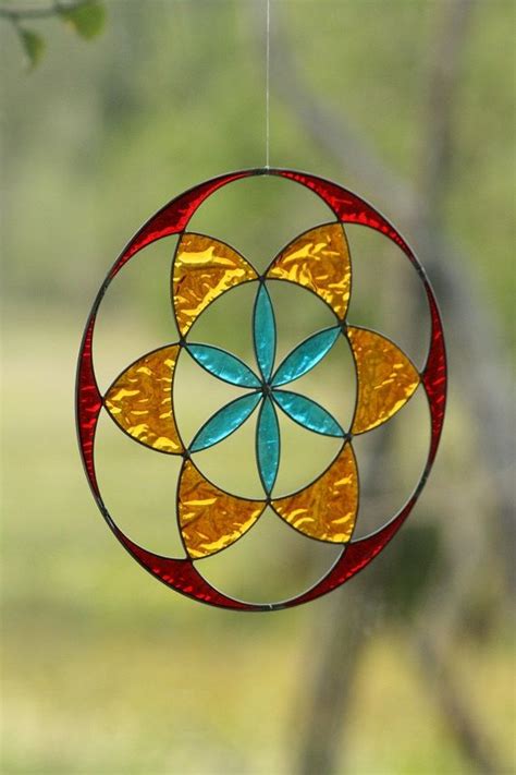 Seed Of Life Mandala Sacred Geometry Yoga Decoration Etsy Seed Of Life Mandala Stained