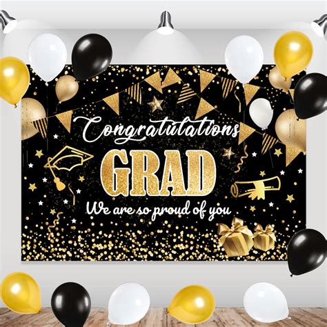 Buy 2022 Graduation Party Supplies Black Gold Congratulation