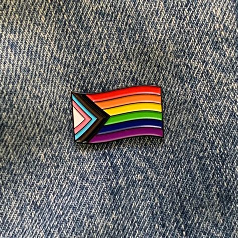Progress Pride Flag Enamel Pin Reppin Pins Outer Layer