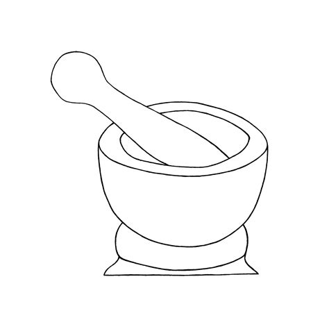 Hand Drawn Mortar And Pestle Vector Illustration Simple Outline
