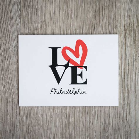 Philadelphia Love Sign Folded Note Boxed Set Paper On Pine
