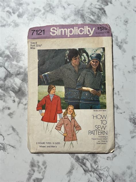 70s Simple To Sew Misses Or Mens Pullover Shirt Pattern How To Sew