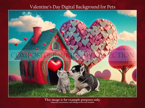 Valentines Day Pet Portrait Digital Background For Dogs Dog House