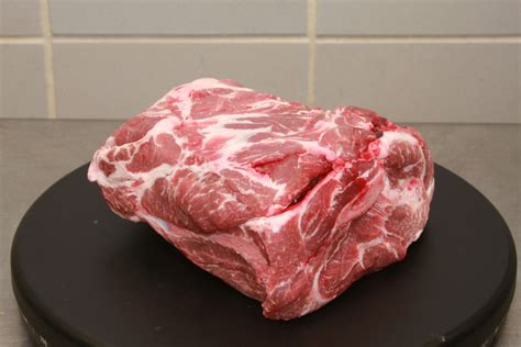 The part where the shoulder meets the pig's arm. 406 Pork Shoulder, Butt, Bone In - AggieMeat
