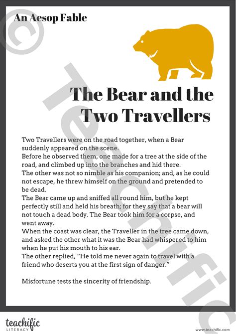 Fable The Bear And The Two Travellers Fable Teachific