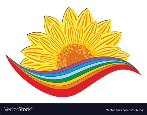 Sunflower Logo With Rainbow Royalty Free Vector Image