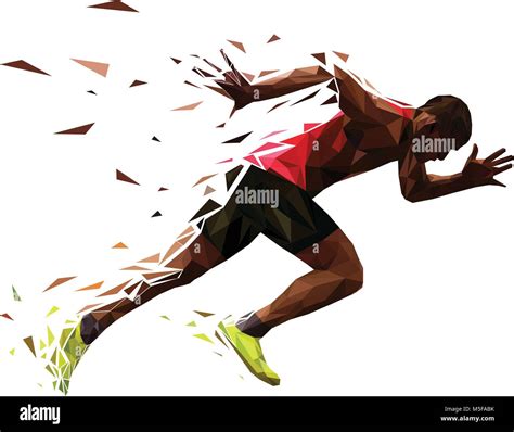 Runner Athlete Sprint Start Explosive Run Vector Illustration Stock