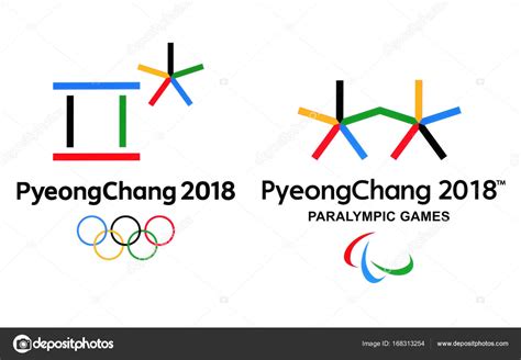 Official Logos Of The 2018 Winter Olympic Games In Pyeongchang Stock