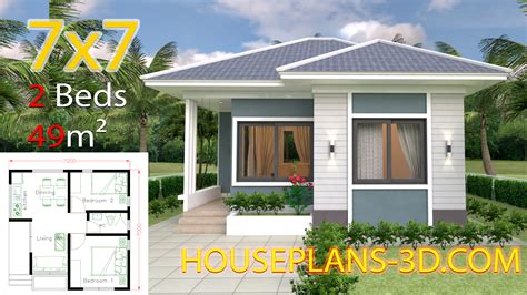 House Plans 7x7 With 2 Bedrooms Full Plans Samhouseplans D89