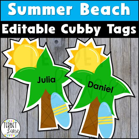 Editable Summer Beach Cubby Tags Locker Labels Made By Teachers