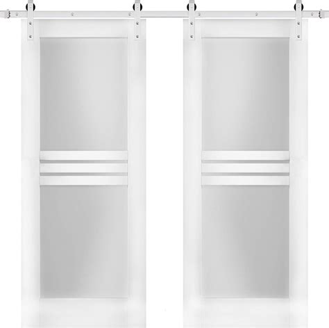 Buy Modern Double Barn Door 64 X 80 Inches With Opaque Glass 4