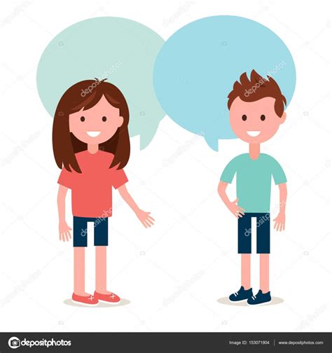 Chico Y Chica Hablando Entre Ellos Conversación Y Compartir Ideas