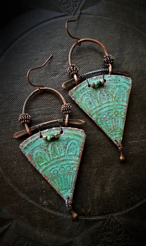 Tribal Southwest Turquoise Copper Patina Glass Aged Etsy