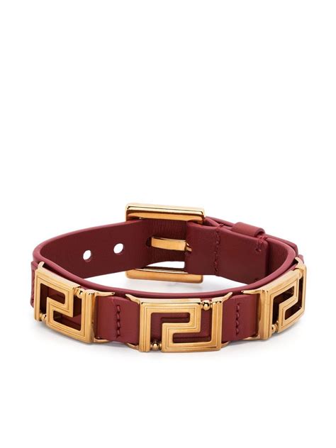 Versace Greca Charm Leather Bracelet Farfetch