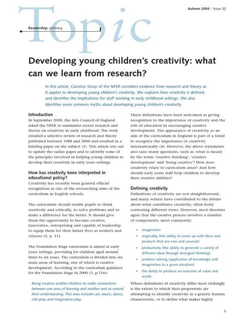 Creativity Pdf Creativity Early Childhood Education