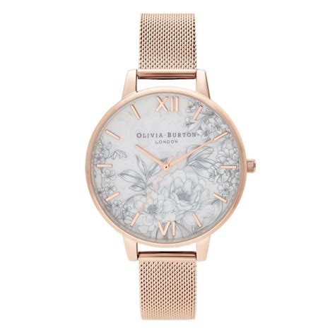 Olivia Burton Terrazzo Florals Pale Rose Gold Mesh Watch Watches From