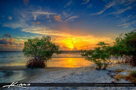 Indian Riverside Park During Sunrise Over Indian River Lagoon Hdr