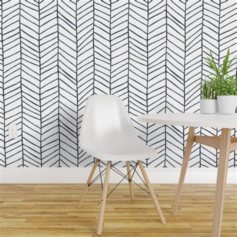 Peel And Stick Wallpaper Swatch Herringbone Black And White Feather