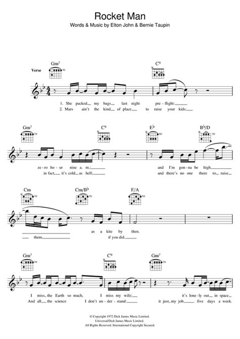 Licensed to virtual sheet music® by hal leonard® publishing company. Rocket Man chords by Elton John (Melody Line, Lyrics & Chords - 121644)