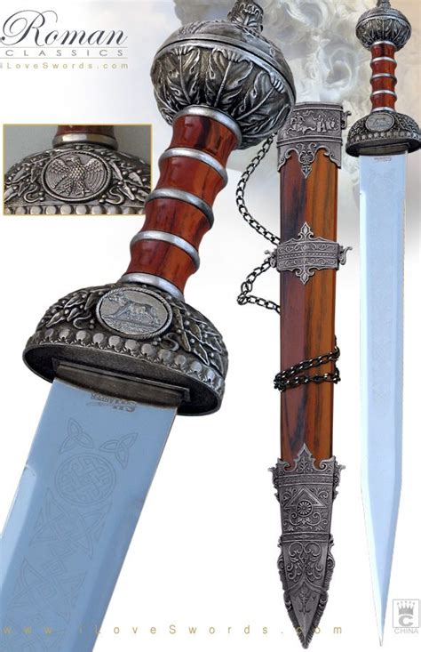 Large Image Of Silver Tone Roman Gladius Sword With Sheath And Stand