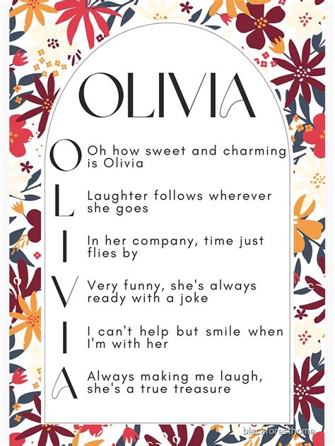 Hippy Design Olivia Acrostic Poem Sticker For Sale By Blackforesthome Redbubble