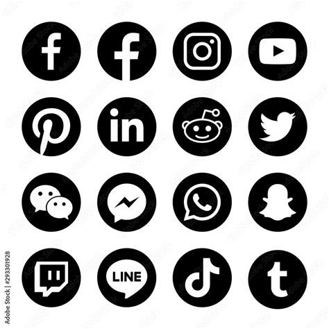 Social Media Icons Black And White
