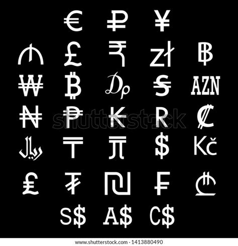 Set World Currency Symbols Stock Vector Royalty Free 1413880490