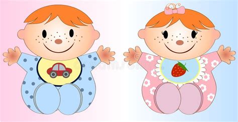 Twins Boy And Girl Cartoon