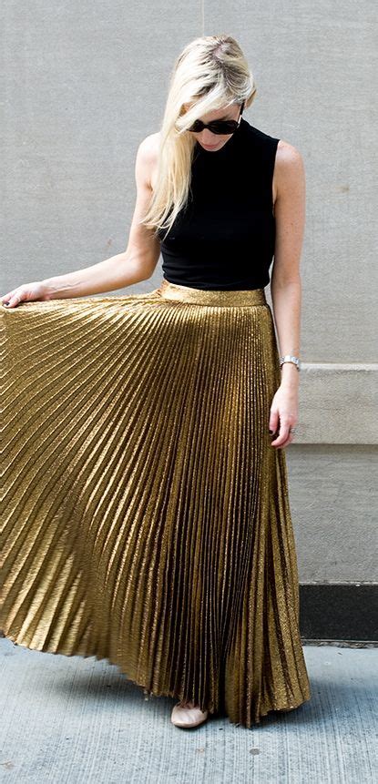 Amazing Gold Pleated Maxi Skirt Pleated Maxi Skirt Outfit Pleated Long