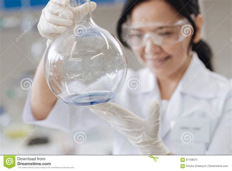Selective Focus Of A Flask With Blue Liquid Stock Photo Image Of Cure