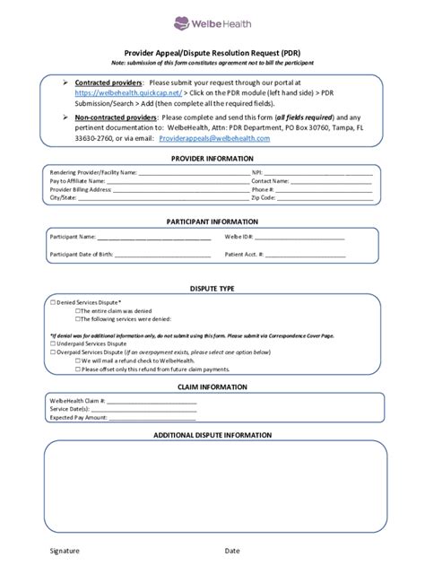 Fillable Online Blank Provider Dispute Form Fill Out And Sign Online