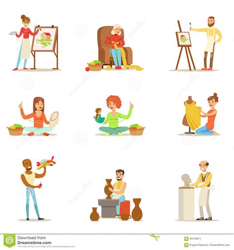 Adult People And Their Creative And Artistic Hobbies Set ...
