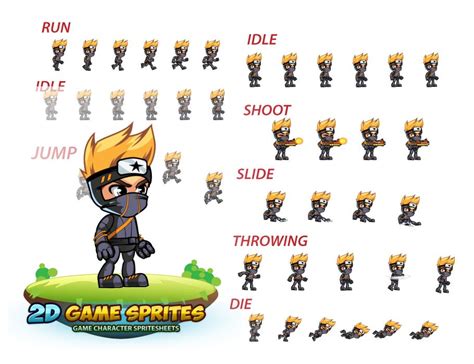 Ninja 2d Game Character Sprites By Dionartworks Codester