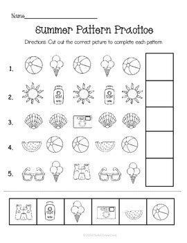 Summer Pattern Practice Page by The McGrew Crew | TpT