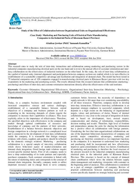 (PDF) Study of the Efect of Colaboration betwen Organizational Units on Organizational ...