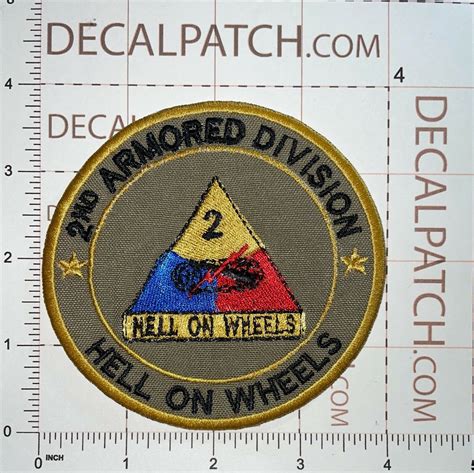 Us Army 2nd Armored Division Hell On Wheels Patch Hook And Iron On Repro