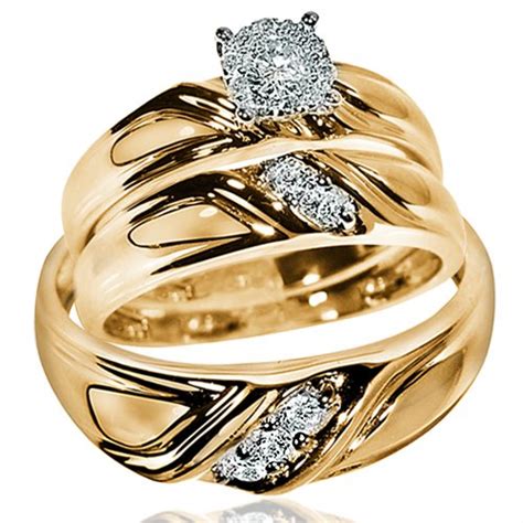 Free shipping and personal service! His Her Wedding Rings Set 10k Yellow Gold Round Solitaire ...