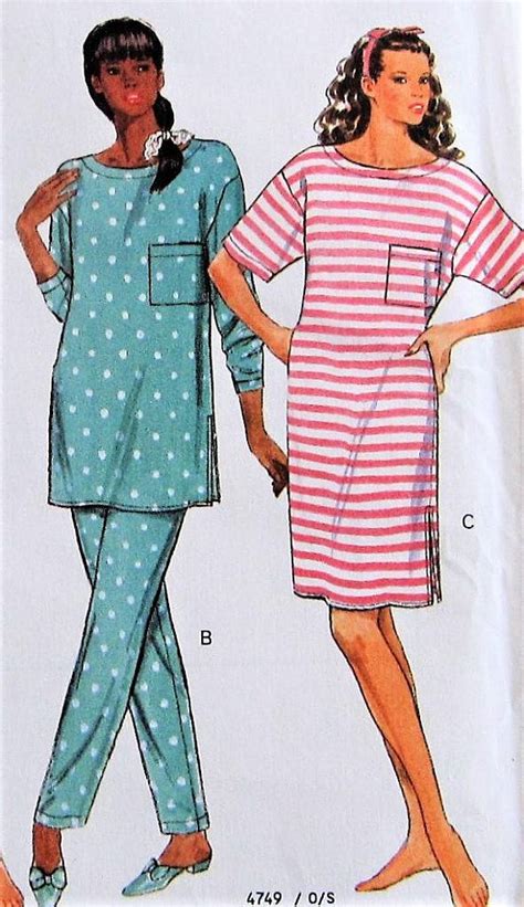 Pajamas And Nightshirt Sewing Pattern Uncut Butterick 4749 Etsy Night Shirt Sewing Patterns