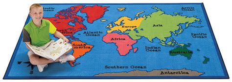 Carpets For Kids 4886 World Map Rug 4 X 6 L Affordable Classroom
